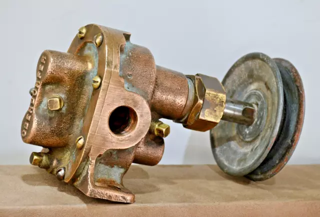 Vintage Oberdorfer Bronze Pedestal Mount Gear Pump 1/2" NPT Ports w/ Pulley