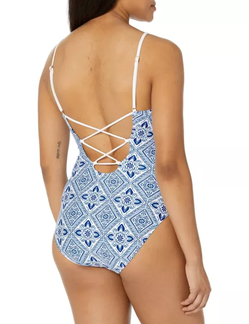 MSRP $130 La Blanca Womens Strappy Mio One Piece Swimsuit Blue Size 16 2