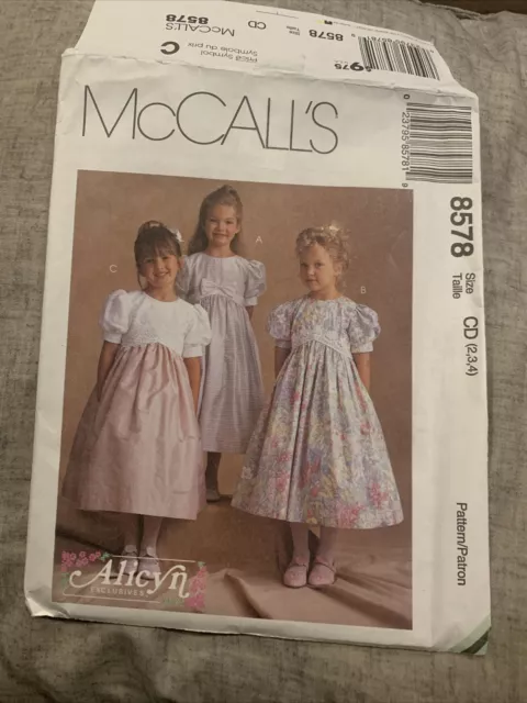 8578 UNCUT McCalls SEWING Pattern Alicyn Exclusive Little Girls Dress Party