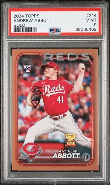 2024 Topps ANDREW ABBOTT Rookie Card Gold SP /2024 PSA 9 Mint #214 Reds