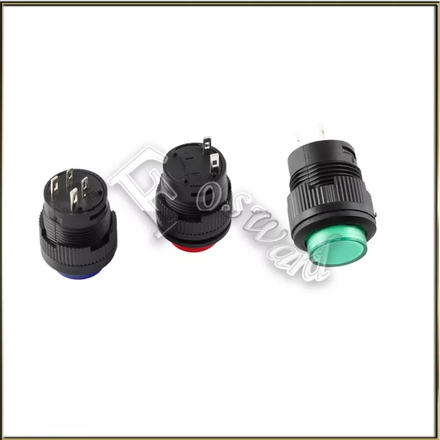 16 mm On Off Switch Round Push Button Momentary /Latching Spst Black White Green 2