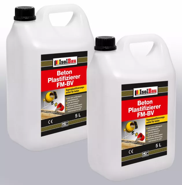 Isolbau additivo calcestruzzo 10 L - liquefattore calcestruzzo - plastificante - FM-BV HQ+