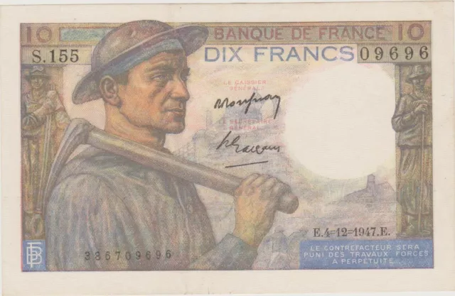 10 Francs Mineur  4 - 12 - 1947