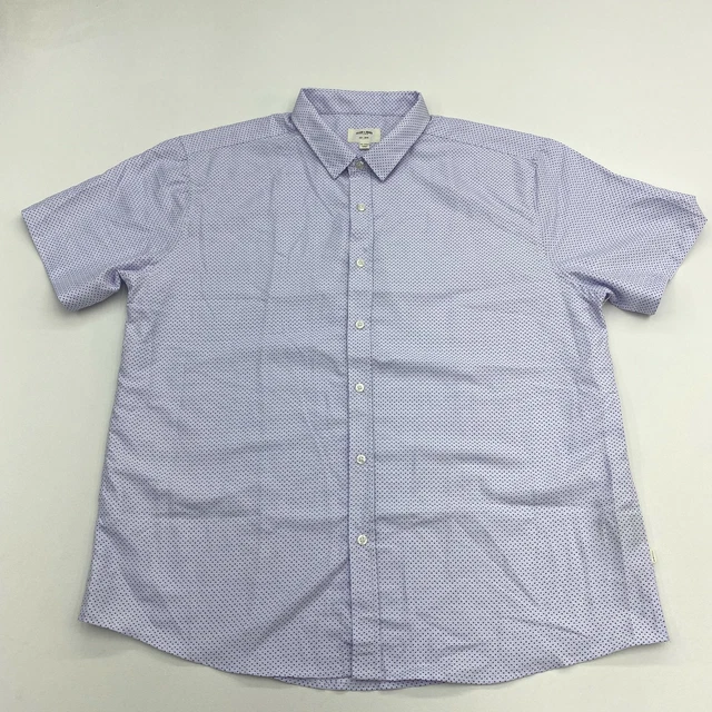 Julian & Mark Button Up Shirt Mens 2XL XXL Navy Blue Short Sleeve Polka Dots