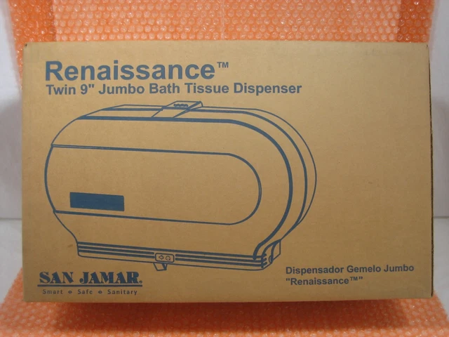 SAN JAMAR Renaissance Twin 9" Jumbo Bath Tissue Dispenser R4000TBK NEW