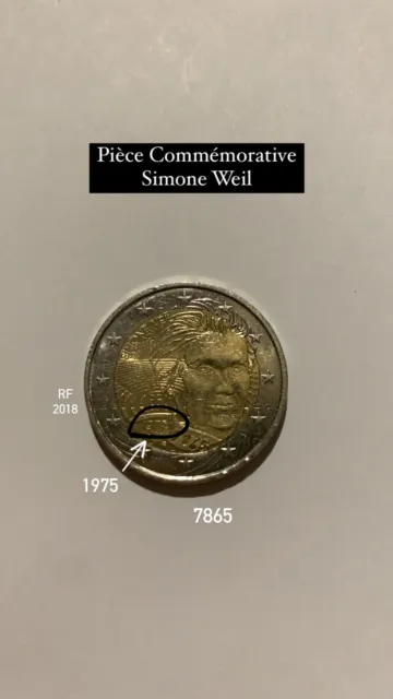 Pièce de 2 euros Française Commémorative Simone Veil 2018