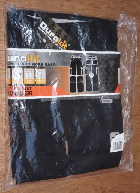 Durakit men’s work black trousers multi pocket size 36 waist new sealed with tag