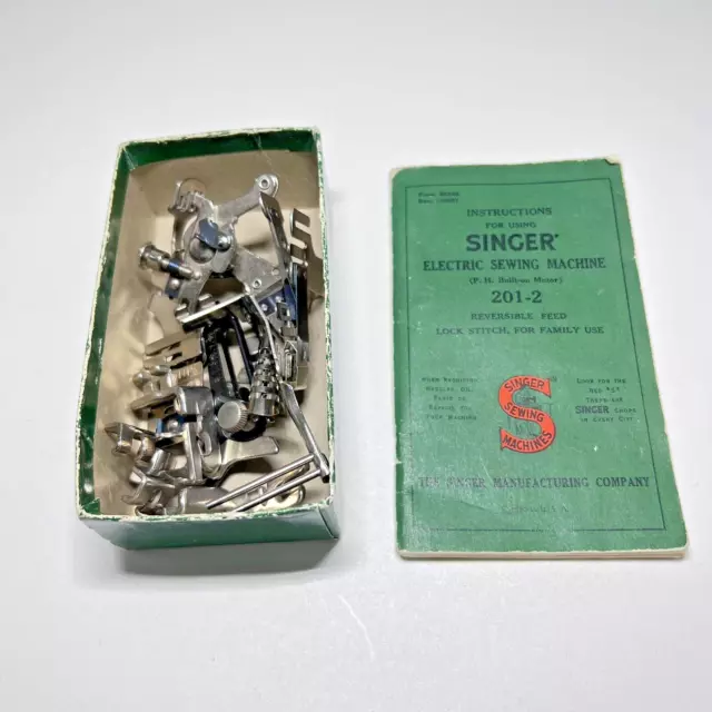 Vintage Singer 201-2 Sewing Machine Instruction Booklet & Attachments + Simanco Vintage Singer 201-2 Sewing Machine Instruction Booklet & Attachments + Simanco