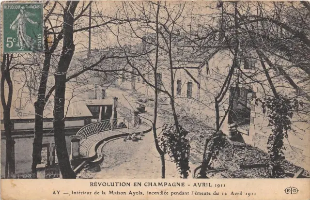 Cpa 51 Revolution In Champagne 1911 Ayola House Interior