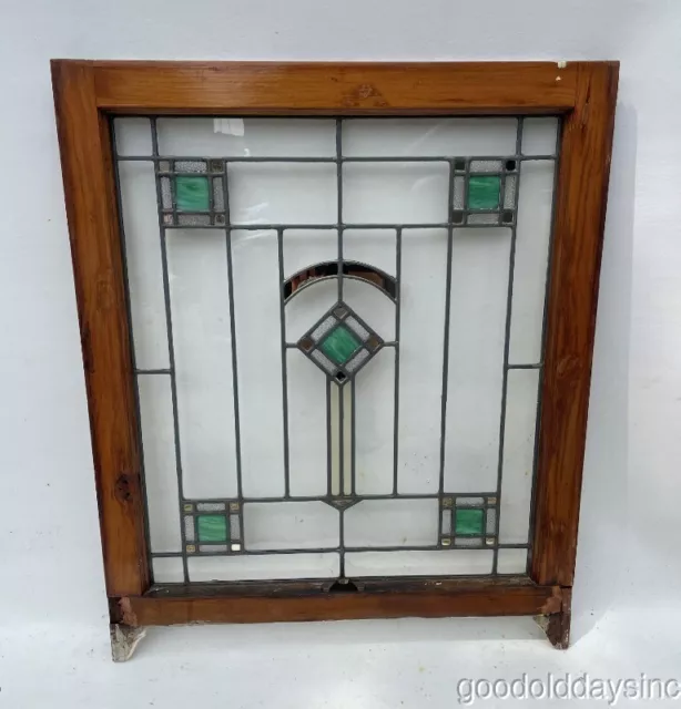 1 of 3 Antique 1920s Chicago Bungalow Style-Stained Leaded Glass Windows 32"x26"