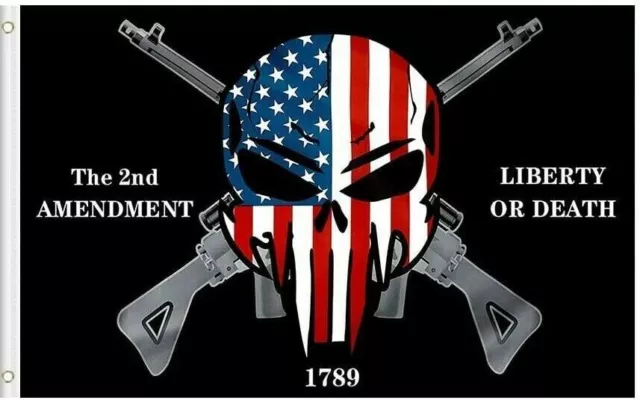 2ND AMENDMENT LIBERTY or Death Skull Flag Gun Rights Patriots America ...