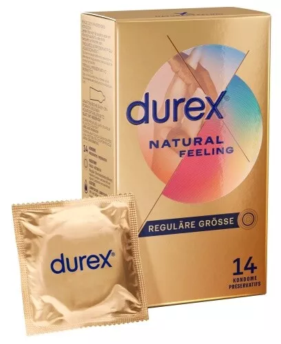 14 Durex Natural Feeling Kondome Erotik Verhütungsmittel ohne Latex, glatt 56 mm