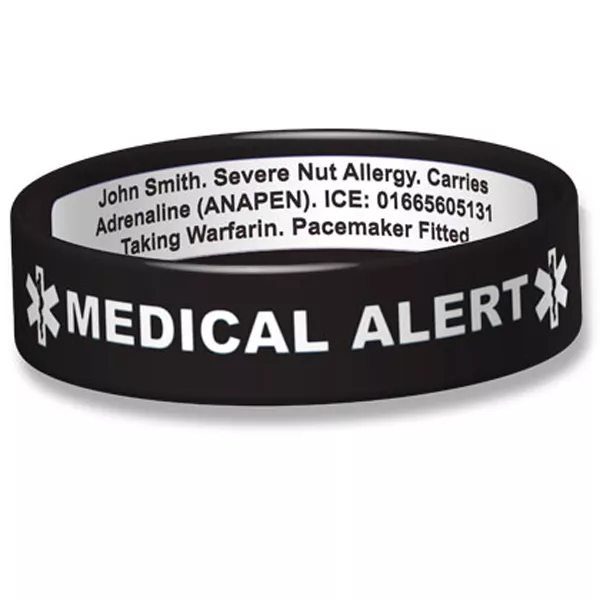 Medical Alert Engraveable Broad Silicone ID Wristband 3