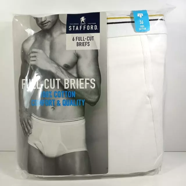Stafford Mens Sz 40 Full Cut Briefs Underwear White 2-pack 100