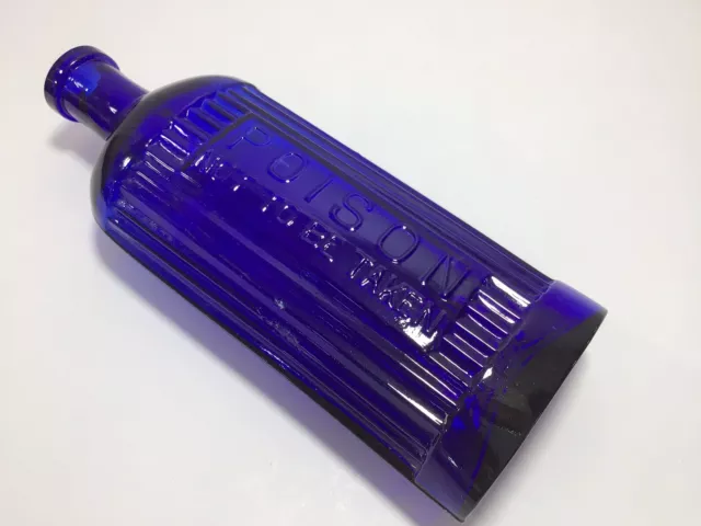 Nice Large Embossed POISON NOT TO BE TAKEN Old COBALT BLUE Poison Bottle C1910