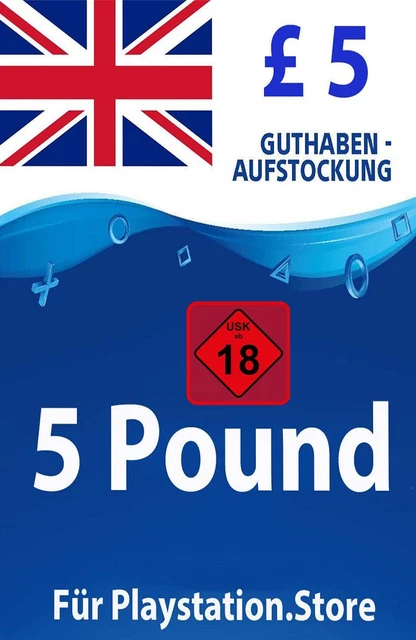 PSN Card UK 5 Pfund - £5 PlayStation PS5/PS4 Guthaben Digital Code - Nur UK