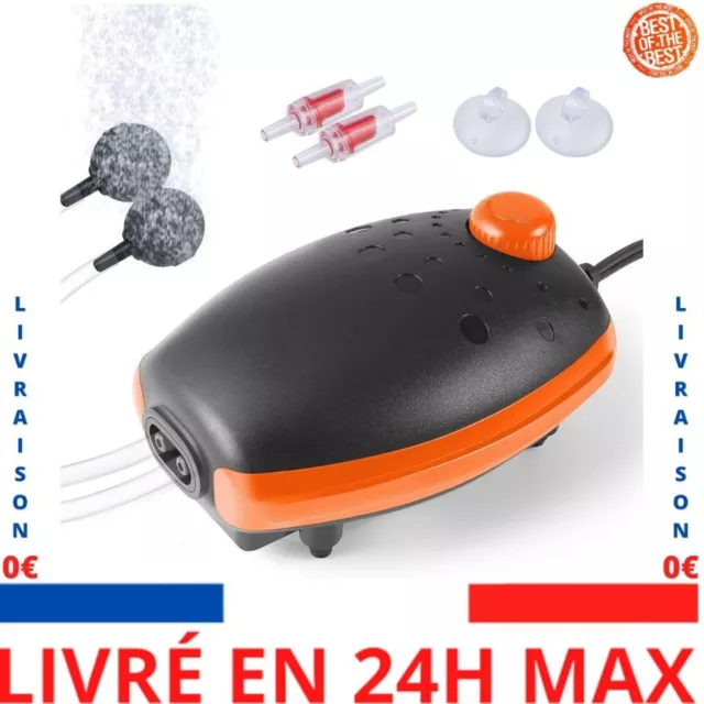 PYPABL 3W Pompe à Air pour Aquarium, 300L/H Bulleur Silencieux Réglable pour Aqu