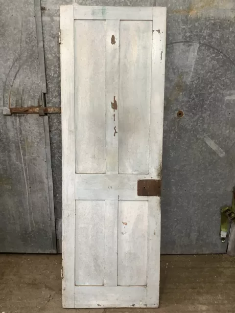 25 3/4"X77 1/8" Victorian Internal Painted Pine Four Panel Door 2 over 2 Old