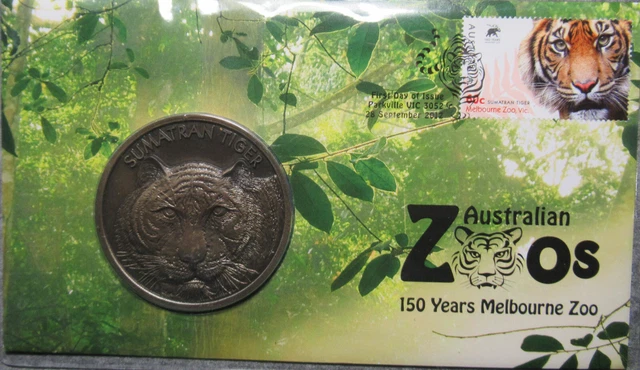 Australia 2012 Zoos  Sumatran Tiger PNC  Large Medallion Medal