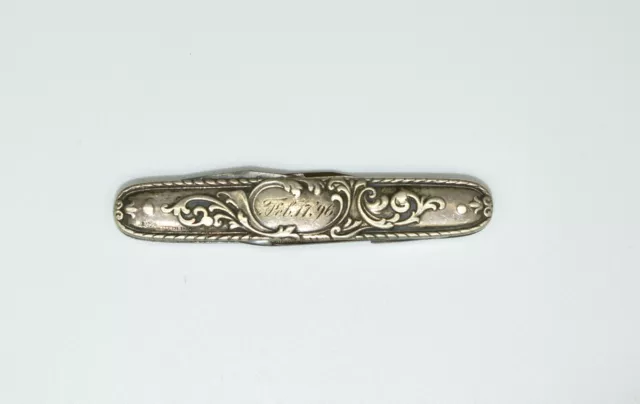 A5 Auth IXL GEORGE WOSTENHOLM VTG Sterling Silver 3 Blade Victorian Pocket Knife