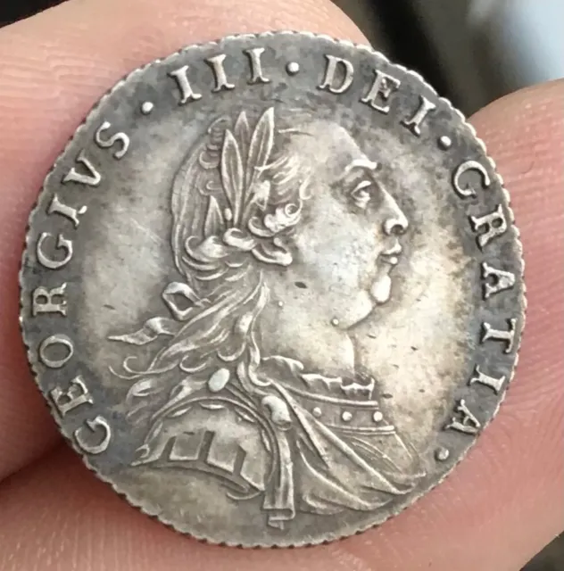 1787 George III SIXPENCE  Silver Coin Toned High Grade. See Video Pics #3391