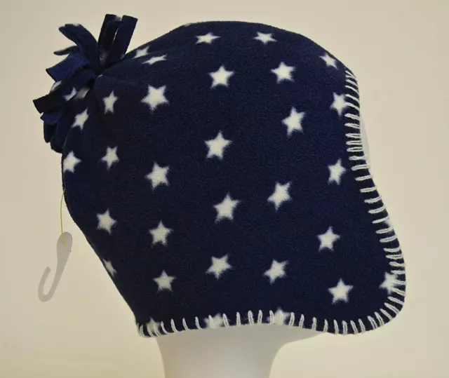 JOHN LEWIS Baby Boy Hat Pixie Fleece Winter Navy Blue Star Age 12 - 24 Months