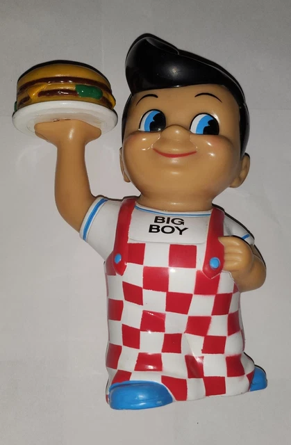 Vtg Big Boy Coin Bank Holding Plate W/ Hamburger Elias Brothers 8" Funko Statue