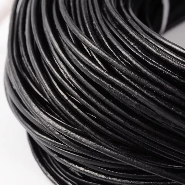 1-2-5-10 M  Real Leather GENUINE ROUND COWHIDE  String CORD BLACK 1 -4mm dia