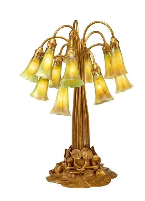 TIFFANY STUDIOS TWELVE-LIGHT "LILY" TABLE LAMP circa 1910 Favrile Glass Rare TIFFANY STUDIOS TWELVE-LIGHT "LILY" TABLE LAMP circa 1910 Favrile Glass Rare