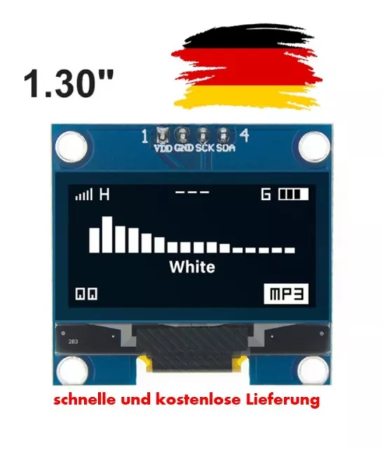 1,3 Zoll OLED Display 128x64 I2C/IIC WEIß Modul für Arduino Raspb