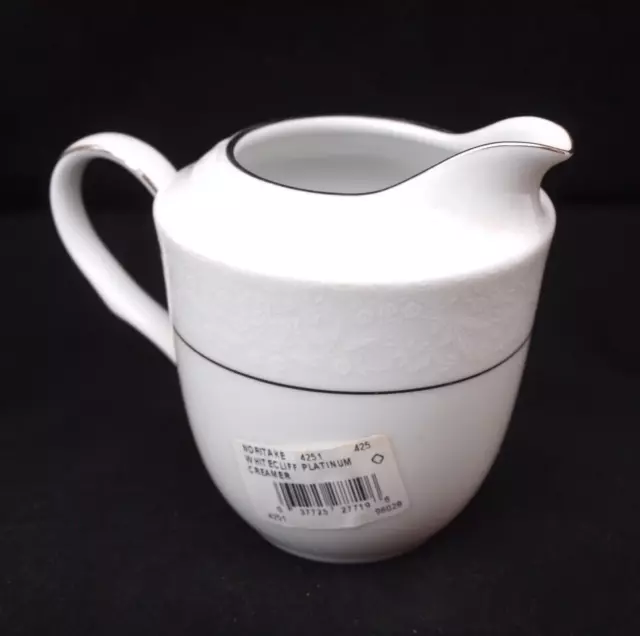 Noritake White Scapes WHITECLIFF PLATINUM Creamer 4251 New with Tag