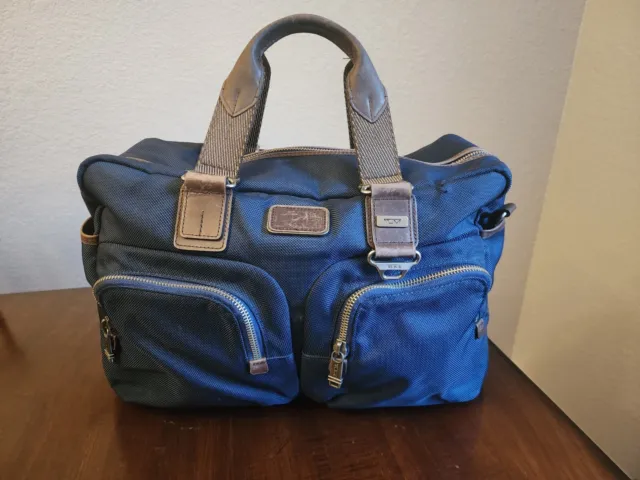 Tumi Alpha Bravo 22340SPH Briefcase Business Laptop Bag Blue Nylon Leather