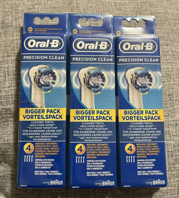 ORAL-B Precision Clean Electric Toothbrush Replacement Brush Pack of 4 Heads