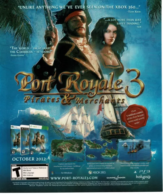 2012 Port Royale 3 Video Game Vintage Print Ad