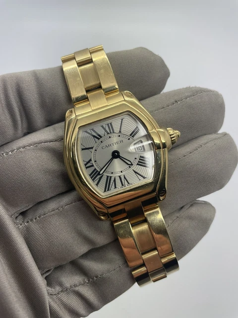 Cartier Roadster Date 18k Yellow Gold Silver Roman Dial Ladies Quartz Watch 2676 Cartier Roadster Date 18k Yellow Gold Silver Roman Dial Ladies Quartz Watch 2676