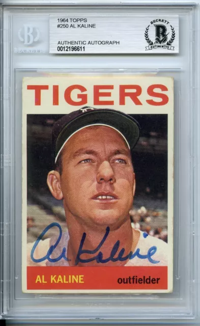 Beckett Bas Signed 1964 Topps #250 Al Kaline Detroit Tigers Hof Autographed