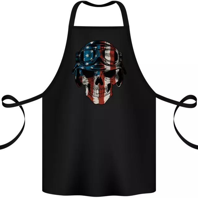 USA Flag Biker Skull Motorcycle Motorbike Cotton Apron 100% Organic
