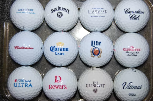 Set  12 GOLF BALL Collectible LOGO Alcoholic drinks Liqueur Vodka Whiskey Beer