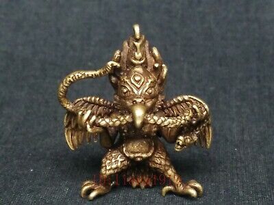 Rare Collection Old China Tibet Bronze Carving Snake Eagle Buddha Amulet Pendant