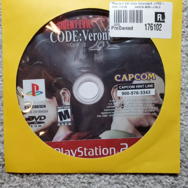 Resident Evil Code Veronica X PS2 Disc & Case Only