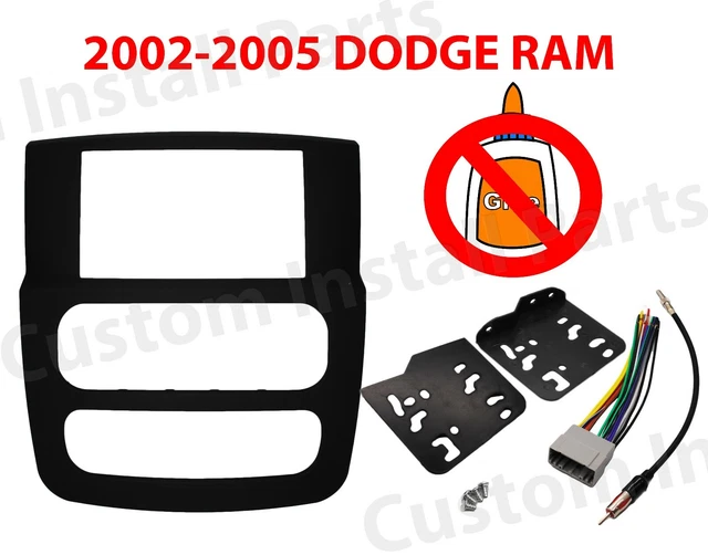STEREO RADIO DOUBLE Din Install Black Dash Kit Fits 20022005 Dodge Ram