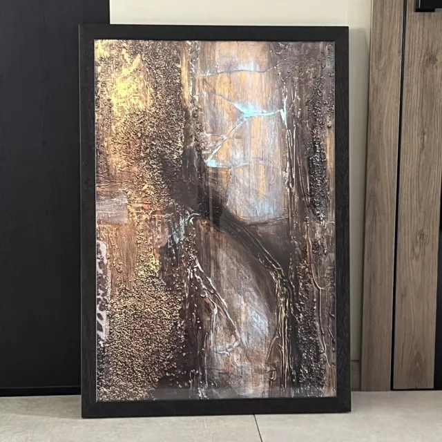 Large Unique Abstract Modern Artisic Painting/Print In Matte Black Frame