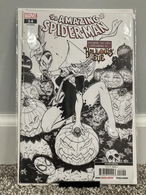 Amazing Spider-Man #14 NM 2nd Print 1:25 B&W McGuinness Variant 1st Hallows' Eve
