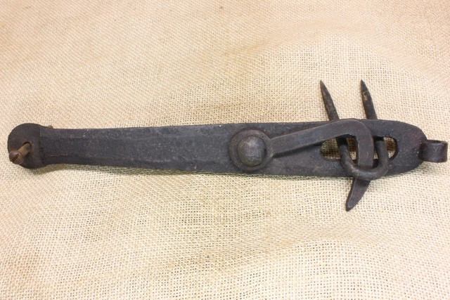 Old Barn Door Gate Hasp & Hook Closure with Staple Wrought Iron 1800’s Vintage