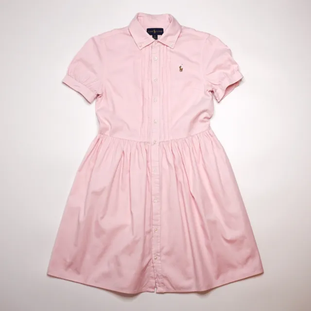 Ralph Lauren Girls Pink Cotton Shirt Dress 14 Years
