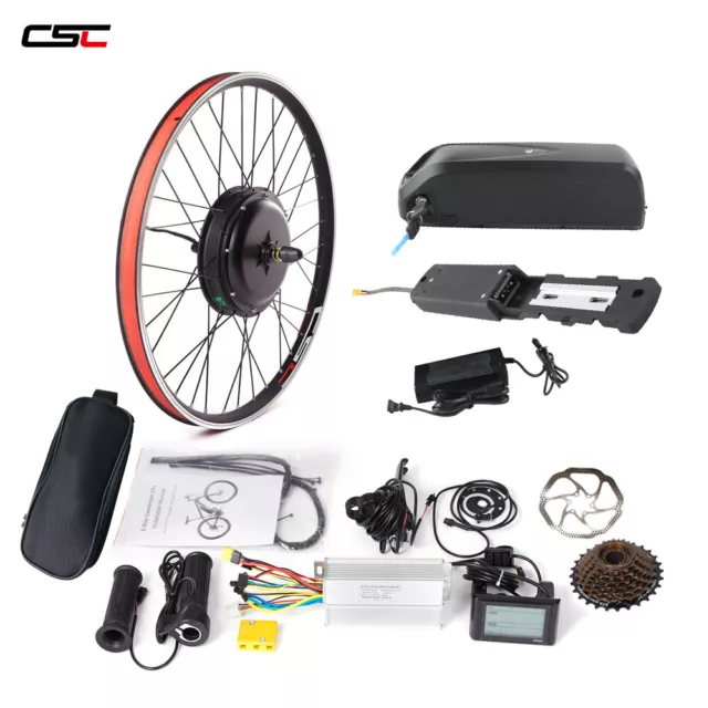 CSC Ebike Conversion Kit 1000W 1500W Hub Motor Rear Wheel & Li Battery 48V 18Ah