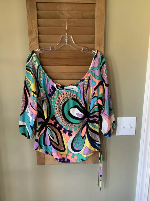 Womens Alice Trixie Multicolor Off The Shoulder Top Size Small