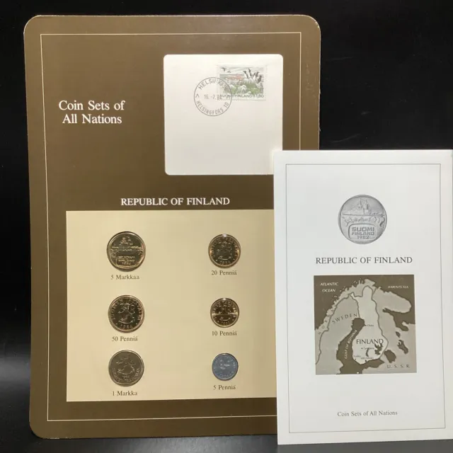 Coin Sets of All Nations Republic FINLAND Stamp , Coin Collection Country Card