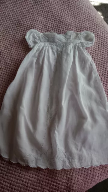 Beautiful Vintage Hand Made Embroidered White Christening Gown Baby's Dress