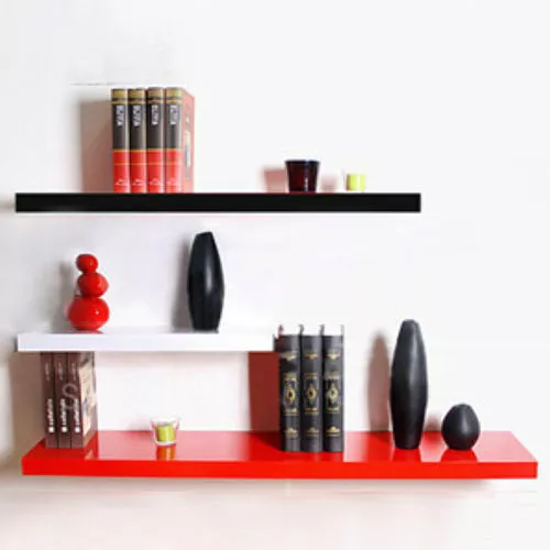 High Gloss Floating Shelve Shelf Shelves Display Unit Wall Mounted Hudson